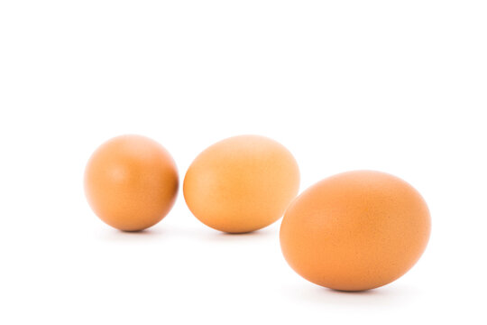 Fresh chicken eggs, organic food, high in protein. fresh cut from a farm isolated on white background