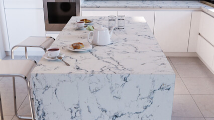 white marble kitchen countertops