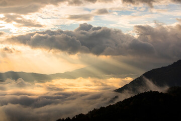 Autumn sunrise in Puigsacalm peak, La Garrotxa, Spain