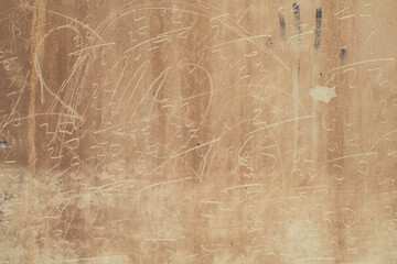 Grungy wall with scratches and numbers