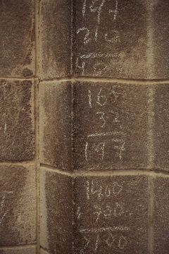 Digits on crumbling wall