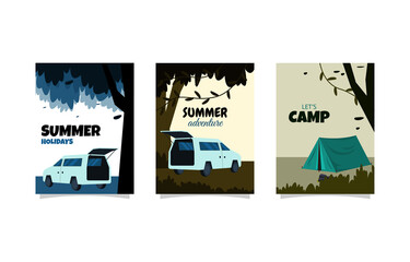 Summer Time Camping Tent Outdoor Adventure Card Template