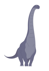 Obraz premium Big alamosaurus with a long neck and tail. Herbivorous dinosaur sauropod of the Jurassic period. Prehistoric lizard. Vector cartoon illustration isolated on a white background