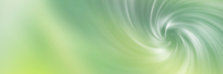 Summer green spiral vortex soft blurred abstract gradient background banner, header texture. Wide screen wallpaper. Panoramic web banner with copy space for design