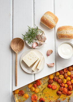 Feta dip with roasted cherry tomatoes