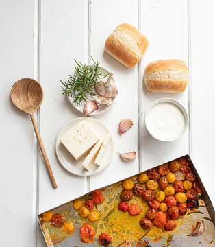 Feta dip with roasted cherry tomatoes