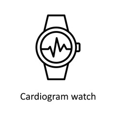 Cardiogram watch vector outline Icon Design illustration. Medical Symbol on White background EPS 10 File