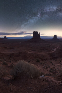 Scenic from above view of mountain under Milky way