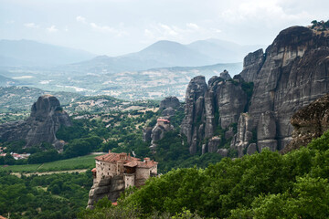Fototapeta na wymiar Landscape with giant steep rocks in the area of Meteora, Greece