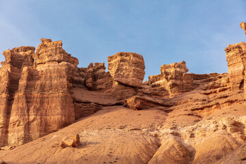 Fototapeta premium red rock formation in park, Charyn Canyon, Kazakhstan