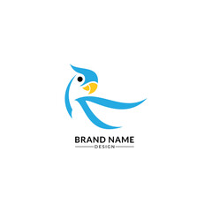 Modern and simple parrot bird with red color logo illustration.