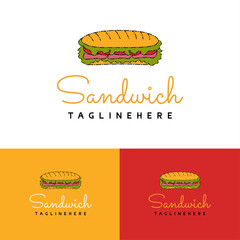 Creative sandwich icon logo vector illustration