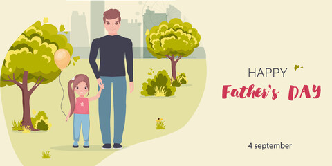 Fototapeta premium Happy father's day. Greeting card, poster or flyer