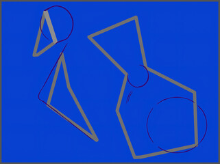 Fototapeta na wymiar Bottle shape geometric graphic design abstract with blue background.