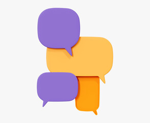3D Speech bubbles message with blank copy space for text. Social network communication. Empty dialogue balloons. Cartoon creative design icon concept isolated on white background. 3D Rendering