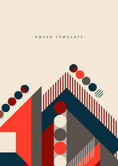 Modern abstract brochure with geometric shapes, circles and squares, lines. Minimal bold architectural style vector set with figure templates.