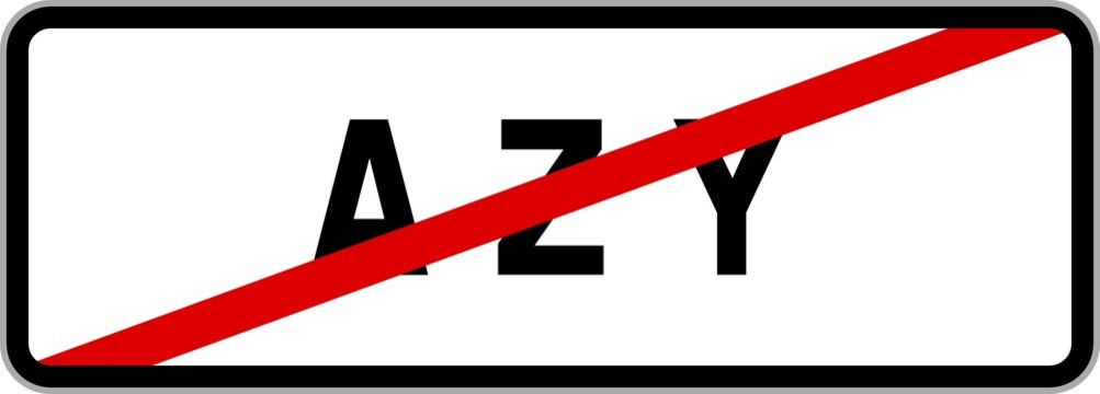 Panneau sortie ville agglom&eacute;ration Azy / Town exit sign Azy