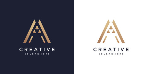 Letter A logo with creative abstract concept Premium Vector