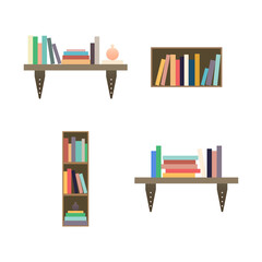 Set of stacks of books for reading, textbooks for education. Vector icons of flat books. Colored flat icons on white background.