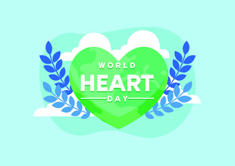 Soft blue colour background of World Heart day illustration in flat design. Vector eps 10