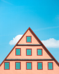 house on blue sky background