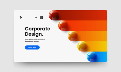 Clean presentation vector design concept. Trendy realistic spheres landing page layout.