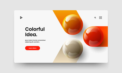 Creative realistic spheres company cover illustration. Multicolored site design vector template.