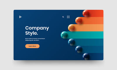 Colorful realistic spheres website template. Simple leaflet vector design concept.