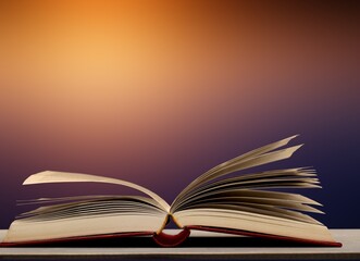 Grunge age book on the wooden desk table space. Retro still life concept