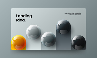 Minimalistic web banner vector design illustration. Simple realistic balls brochure template.