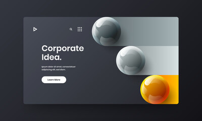 Geometric 3D balls company cover concept. Modern website screen design vector layout.