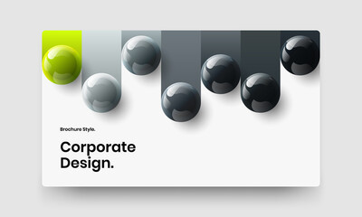 Minimalistic handbill vector design illustration. Modern realistic spheres website layout.