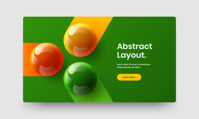 Multicolored realistic spheres poster layout. Trendy corporate brochure design vector illustration.