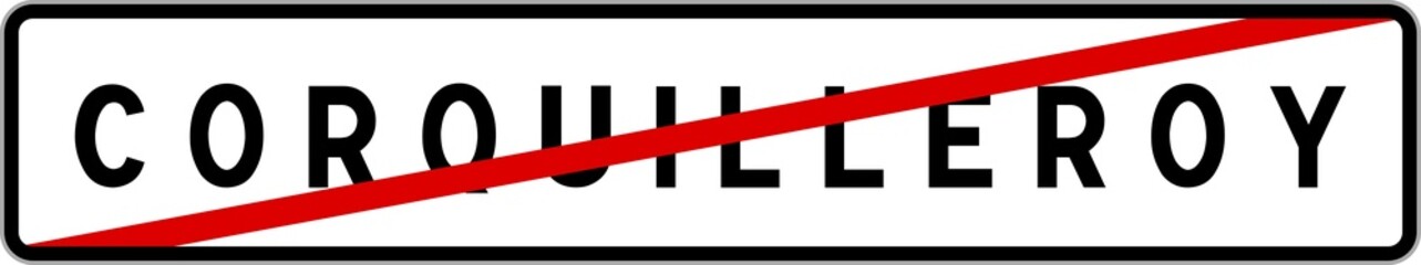 Panneau sortie ville agglom&eacute;ration Corquilleroy / Town exit sign Corquilleroy