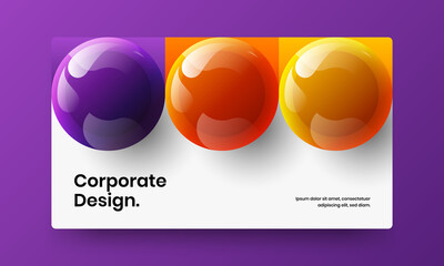 Premium 3D spheres annual report layout. Fresh leaflet design vector illustration.