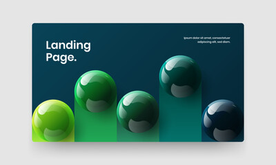 Multicolored realistic spheres journal cover layout. Abstract brochure vector design template.