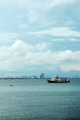 ship in the sea with blue