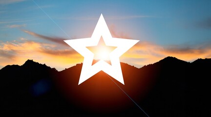Star Symbol with sunrise or sunset. Design