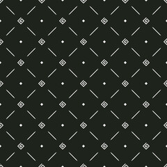 seamless black and white geometric pattern in an oblique cell with squares