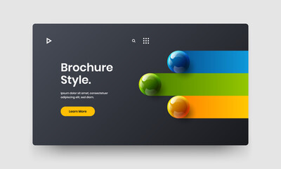 Multicolored realistic spheres leaflet layout. Amazing corporate brochure vector design template.