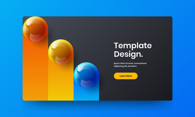 Trendy 3D balls presentation concept. Vivid horizontal cover vector design layout.