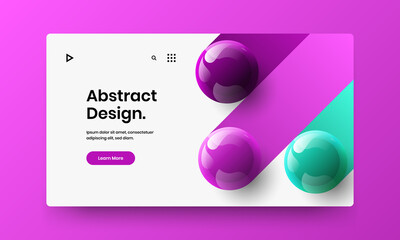 Abstract realistic balls site layout. Multicolored flyer vector design illustration.