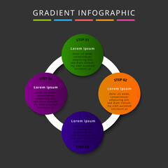 Gradient Infographic design with icons and 5 options or steps and scratch effect. infographics for business concept.