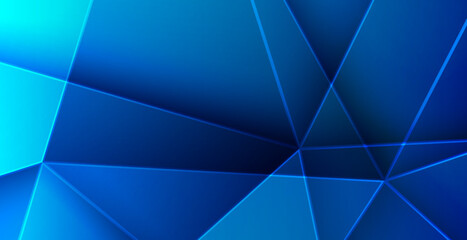 Realistic blue texture background with 3d triangle and deep shadow, light blue metal wallpaper