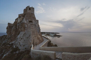 Italy, July 2022: architectural and landscape details of the island of San Nicola in the...