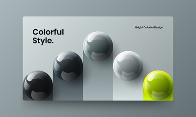 Abstract company cover design vector layout. Simple 3D spheres pamphlet concept.