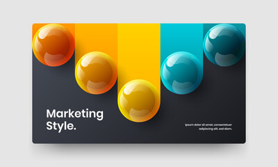 Premium 3D balls annual report template. Vivid company brochure design vector illustration.