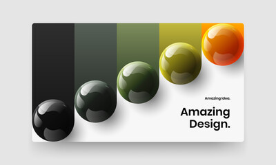 Unique realistic spheres site template. Premium company brochure design vector illustration.
