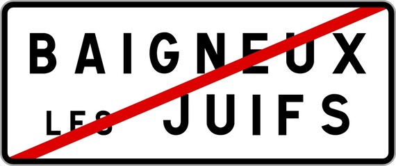Panneau sortie ville agglom&eacute;ration Baigneux-les-Juifs / Town exit sign Baigneux-les-Juifs