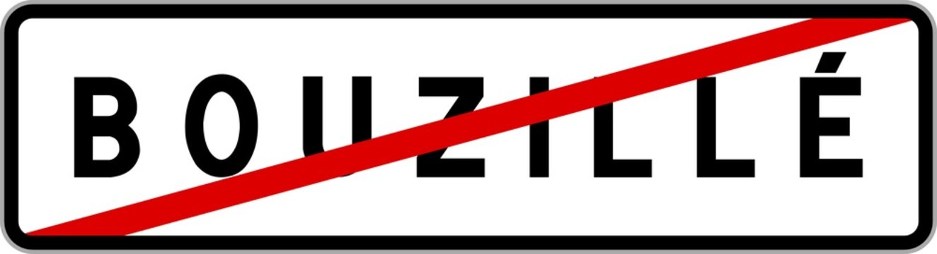 Panneau sortie ville agglom&eacute;ration Bouzill&eacute; / Town exit sign Bouzill&eacute;
